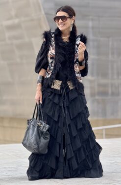 Falda Adlib Volantes en Cascada Negra