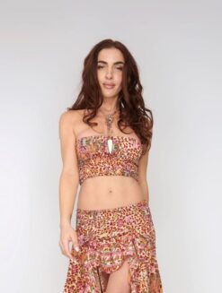 Bandeau Flower Leopard Peach