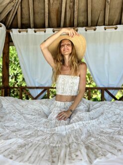 Maxi Falda Cotton Gold Blanca