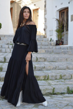 Maxi Falda Split Negra