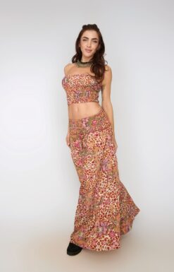 Pantalón Palazzo Flower Leopard Peach