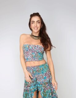 Bandeau Flower Leopard Blue