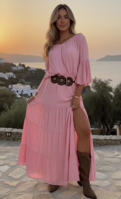 Maxi Falda Split Rosa