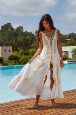 Vestido Fioroni Noches de Bohemia Crudo