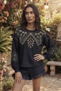 Sudadera Paillettes Negra